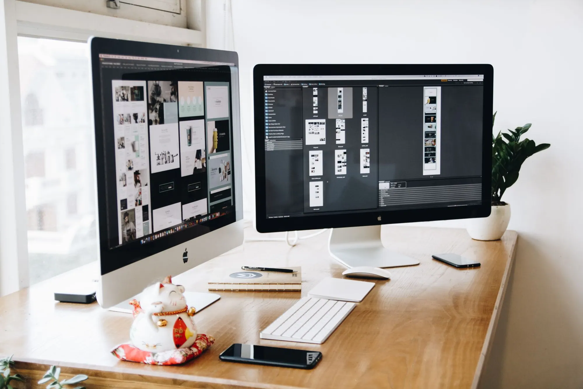 A design workspace with a monitor on a desk